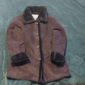 Vintage Marvin  Richards Size Small Women's Brown Suede Shearling Coat Faux Fur